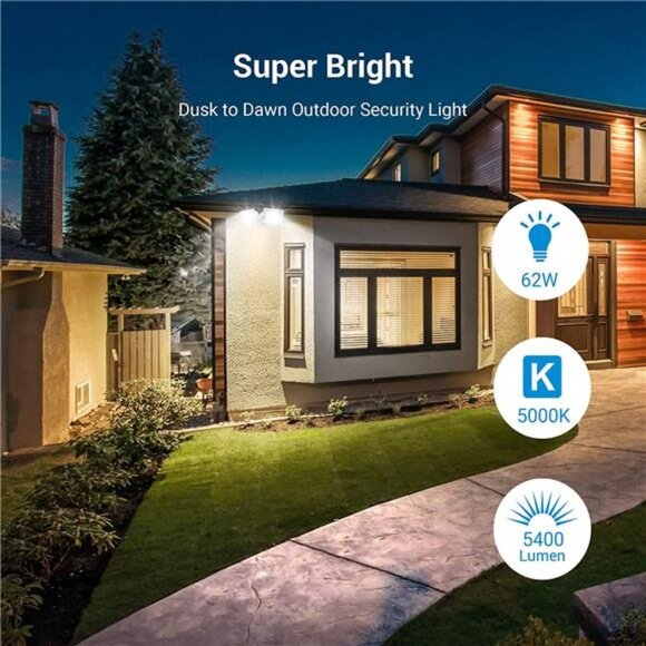 5400LM LED Security Light LED Flood Light, 2 Adjustable Heads Outdoor - Picture 2 of 7